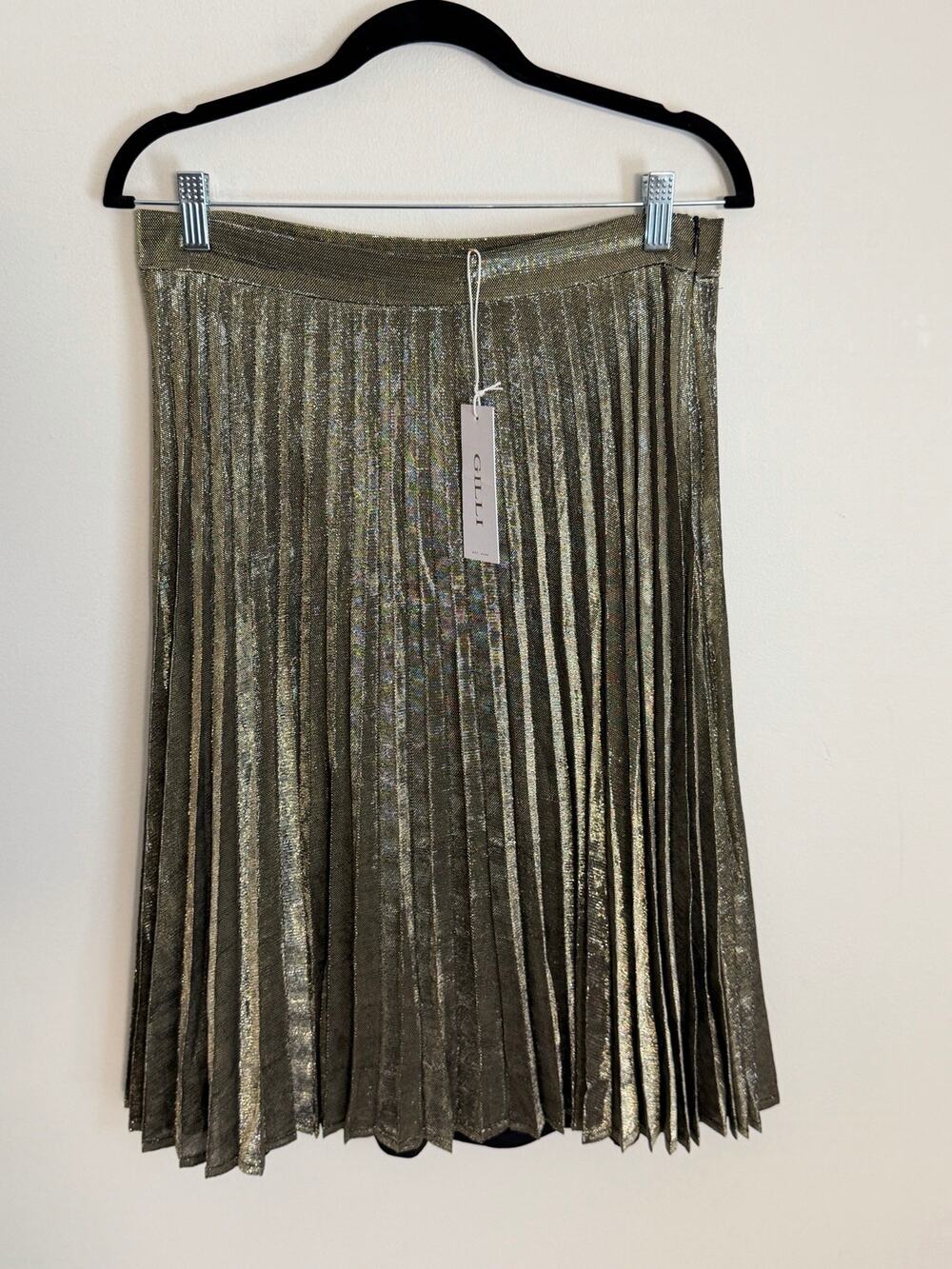 Gilli Gold Metallic Pleated Midi skirt NWT size medium